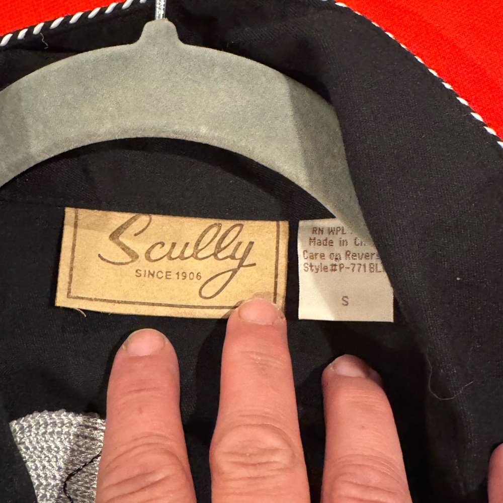 Scully Black Western Shirt with Red Rose & White Skull Embroidery - Picture 3 of 9